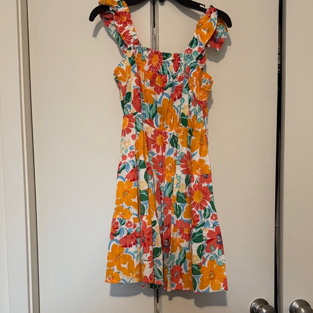 Copper Key Girls Floral Sundress in White, Yellow, Red, Green